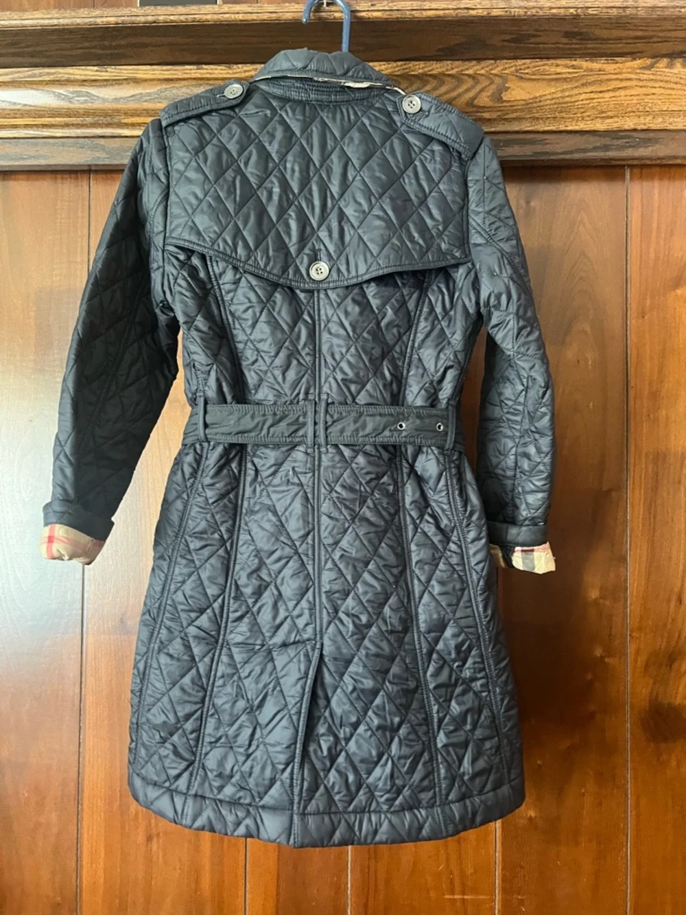 Burberry Black Quilted Belted Trench Coat - Picture 3 of 10